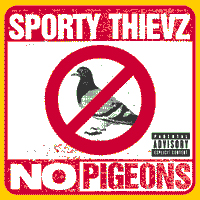 Cover art for No Pigeons with a pigeon inside a red prohibition sign